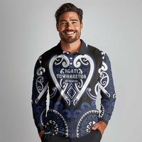 Custom Aotearoa Ngati Tuwharetoa Long Sleeve Polo Shirt Maori Tribal Pattern LT05 - Polynesian Pride