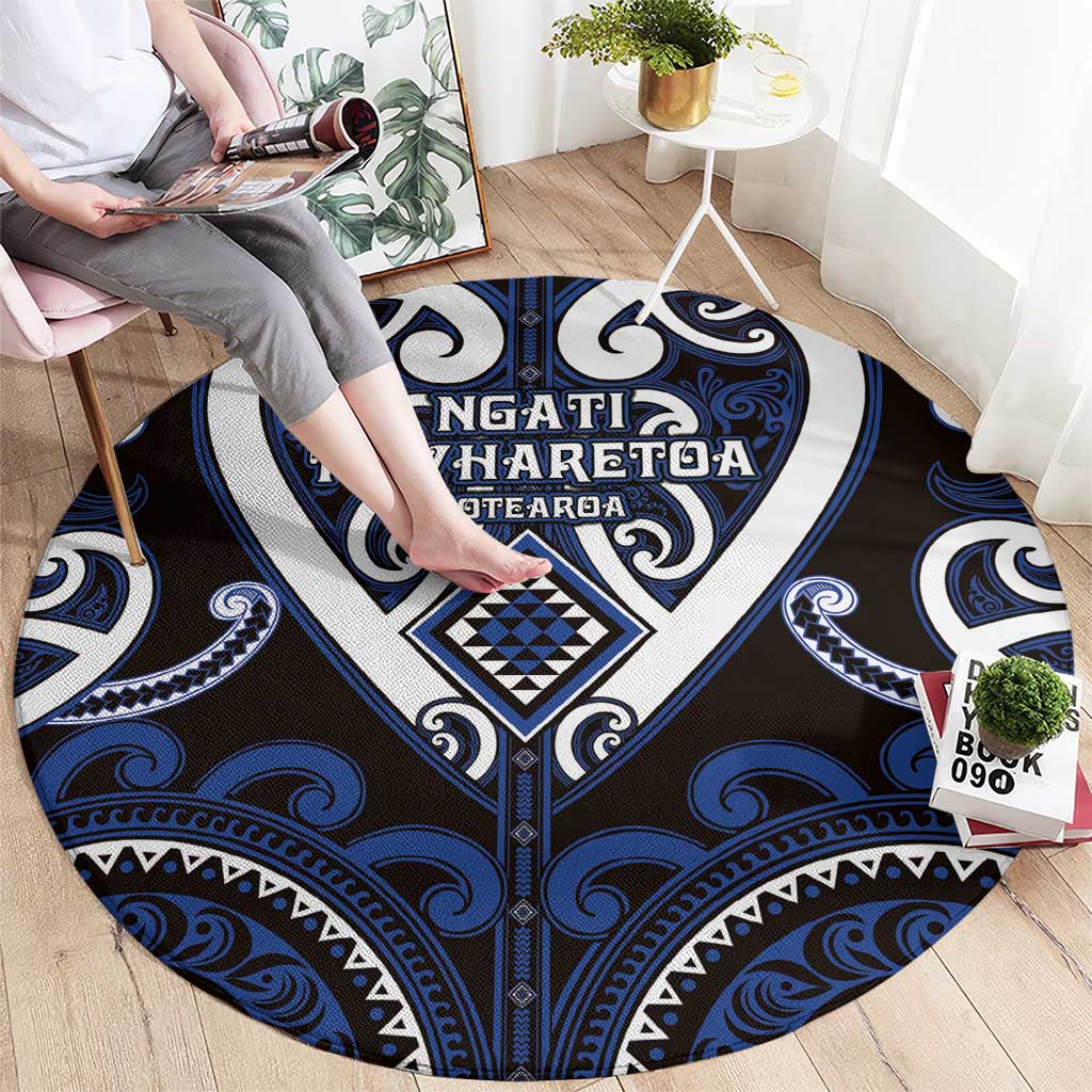 Aotearoa Ngati Tuwharetoa Round Carpet Maori Tribal Pattern