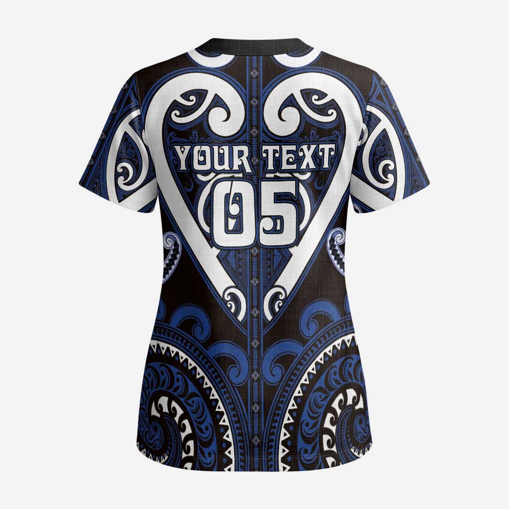 Custom Aotearoa Ngati Tuwharetoa Scrub Top Maori Tribal Pattern - Polynesian Pride