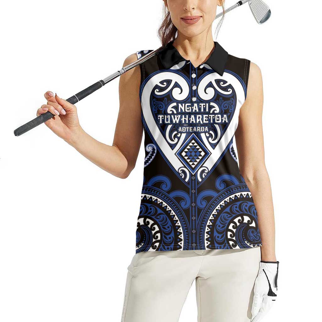 Custom Aotearoa Ngati Tuwharetoa Women Sleeveless Polo Shirt Maori Tribal Pattern