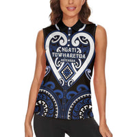 Custom Aotearoa Ngati Tuwharetoa Women Sleeveless Polo Shirt Maori Tribal Pattern