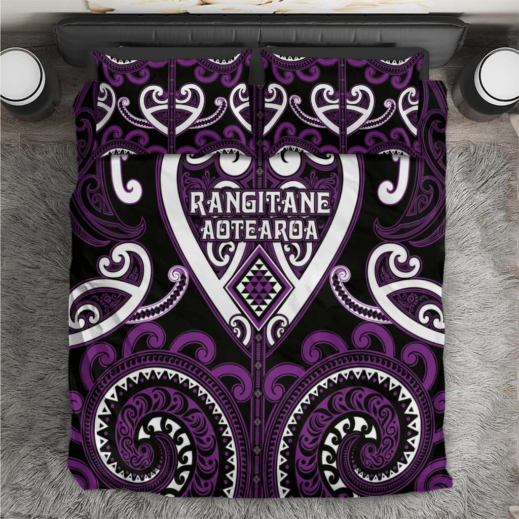 Aotearoa Rangitane Bedding Set Maori Tribal Pattern LT05 Purple - Polynesian Pride