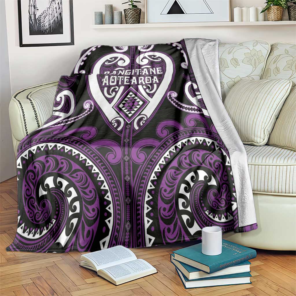 Aotearoa Rangitane Blanket Maori Tribal Pattern LT05 Purple - Polynesian Pride