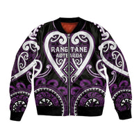 Custom Aotearoa Rangitane Bomber Jacket Maori Tribal Pattern LT05 Unisex Purple - Polynesian Pride