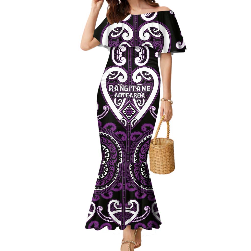 Custom Aotearoa Rangitane Family Matching Mermaid Dress and Hawaiian Shirt Maori Tribal Pattern