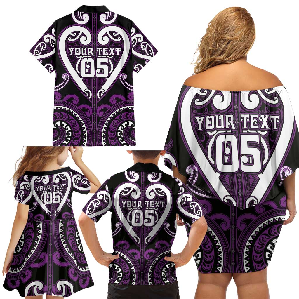 Custom Aotearoa Rangitane Family Matching Off Shoulder Short Dress and Hawaiian Shirt Maori Tribal Pattern