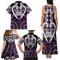 Custom Aotearoa Rangitane Family Matching Tank Maxi Dress and Hawaiian Shirt Maori Tribal Pattern