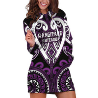 Custom Aotearoa Rangitane Hoodie Dress Maori Tribal Pattern LT05 Purple - Polynesian Pride