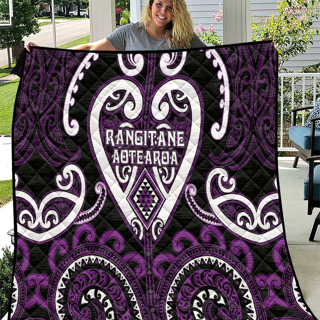 Aotearoa Rangitane Quilt Maori Tribal Pattern LT05 Purple - Polynesian Pride