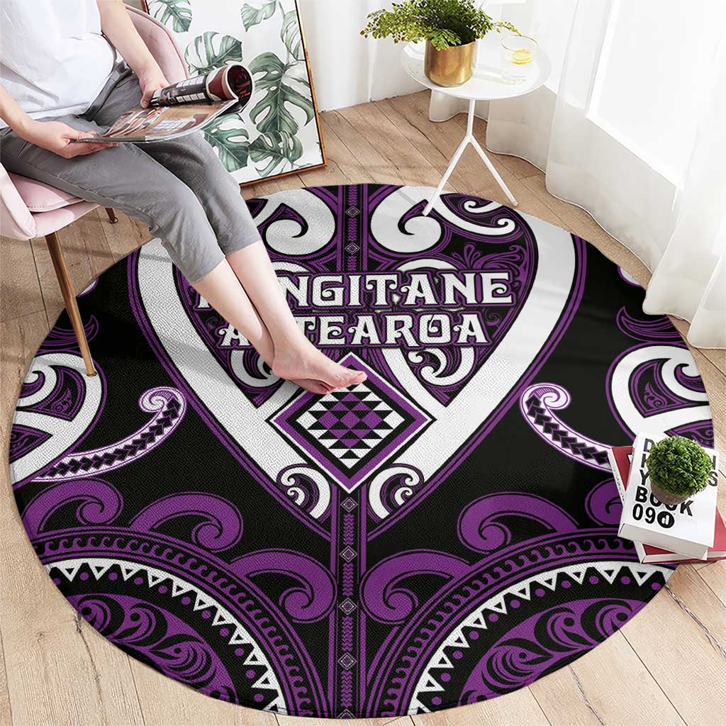 Aotearoa Rangitane Round Carpet Maori Tribal Pattern