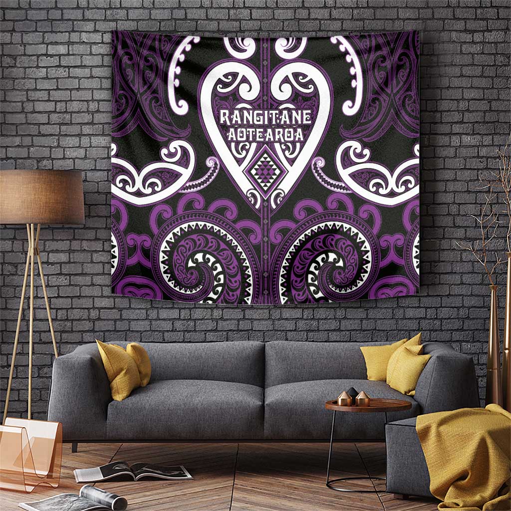 Aotearoa Rangitane Tapestry Maori Tribal Pattern LT05 Purple - Polynesian Pride