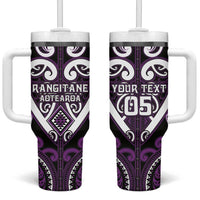 Custom Aotearoa Rangitane Tumbler With Handle Maori Tribal Pattern