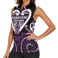 Custom Aotearoa Rangitane Women Sleeveless Polo Shirt Maori Tribal Pattern
