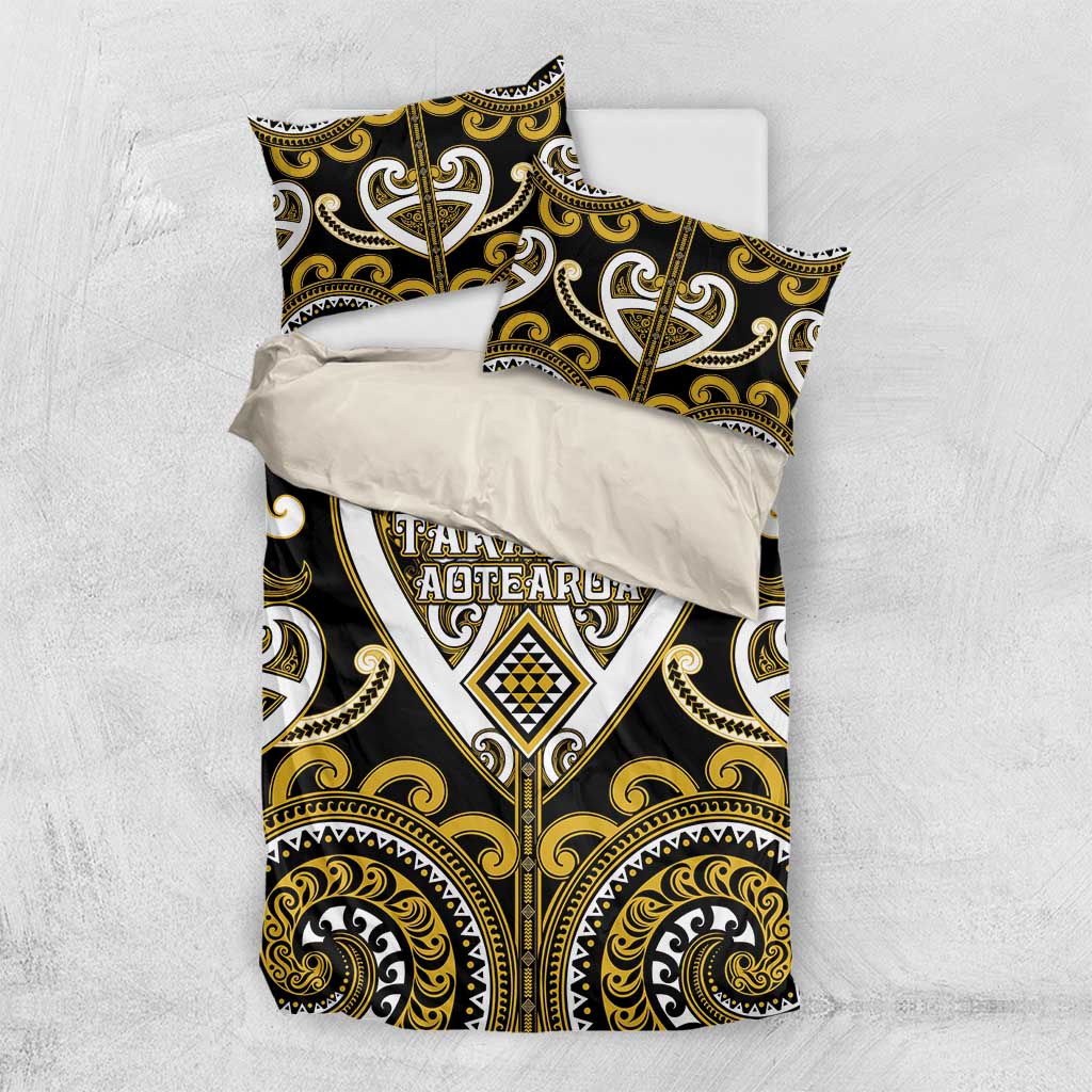Aotearoa Taranaki Bedding Set Maori Tribal Pattern