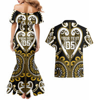 Custom Aotearoa Taranaki Couples Matching Mermaid Dress and Hawaiian Shirt Maori Tribal Pattern