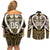 Custom Aotearoa Taranaki Couples Matching Off Shoulder Short Dress and Long Sleeve Button Shirt Maori Tribal Pattern