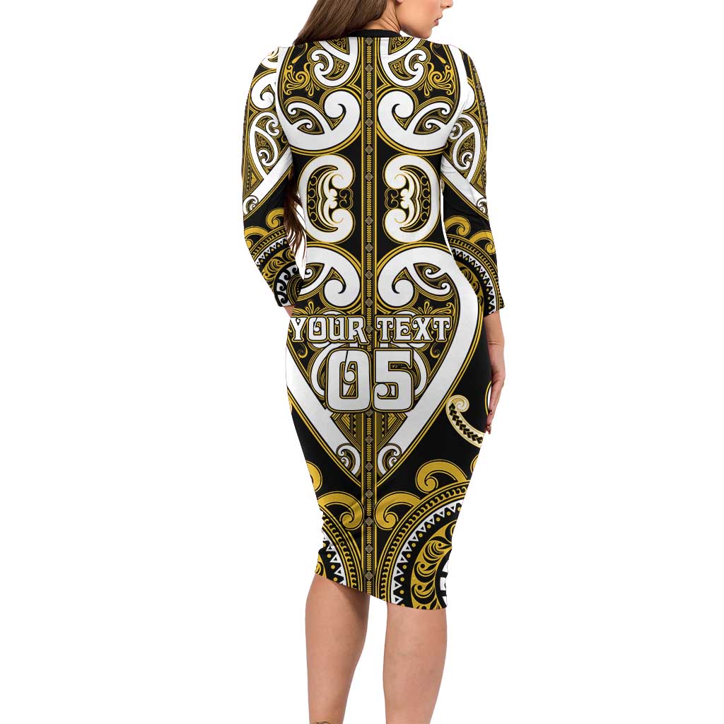 Custom Aotearoa Taranaki Family Matching Long Sleeve Bodycon Dress and Hawaiian Shirt Maori Tribal Pattern