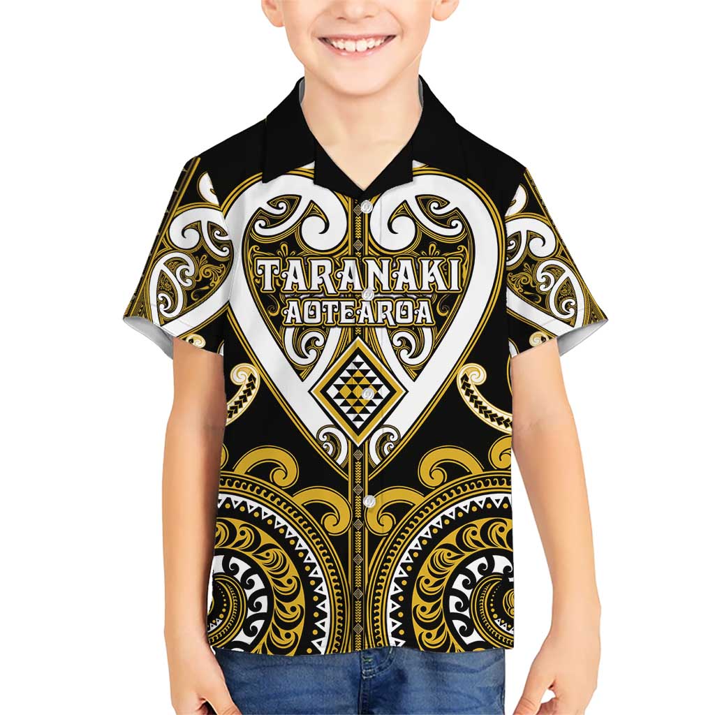 Custom Aotearoa Taranaki Kid Hawaiian Shirt Maori Tribal Pattern