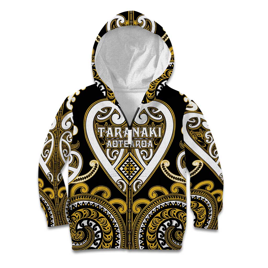 Custom Aotearoa Taranaki Kid Hoodie Maori Tribal Pattern
