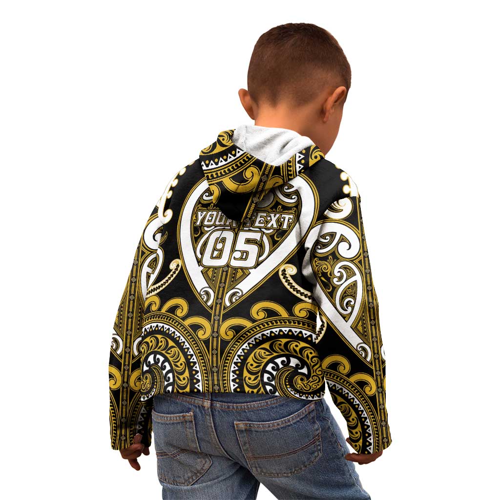 Custom Aotearoa Taranaki Kid Hoodie Maori Tribal Pattern