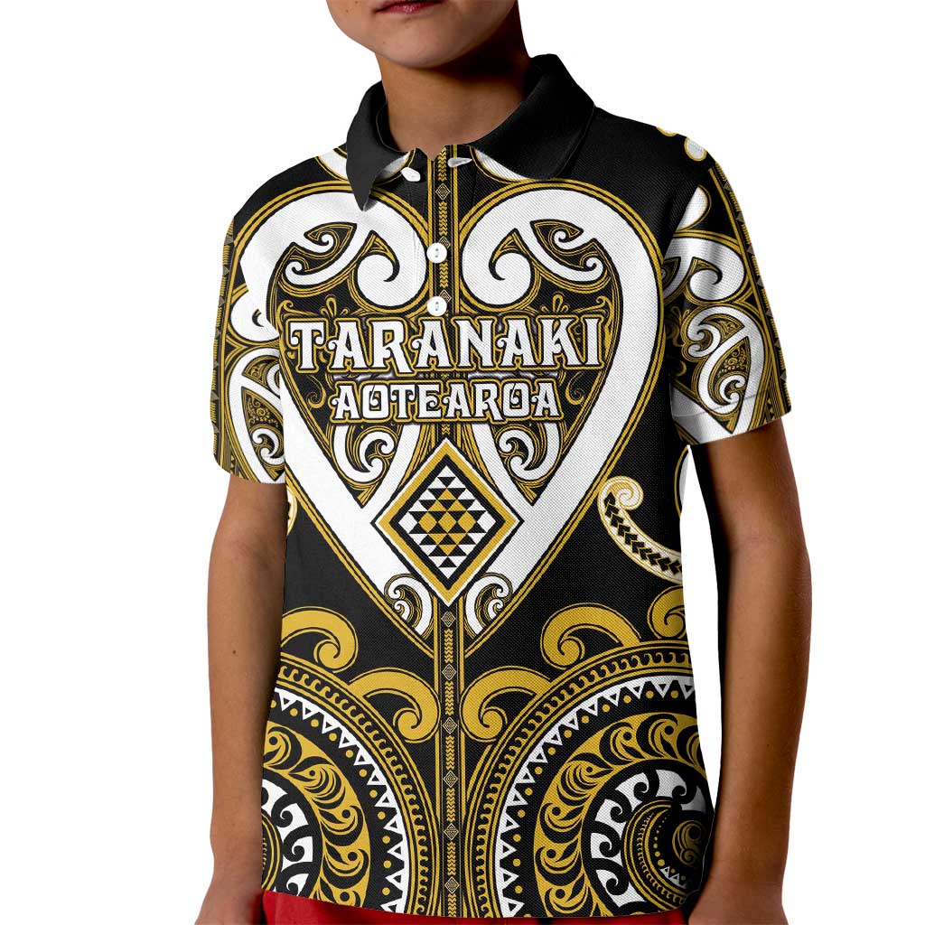 Custom Aotearoa Taranaki Kid Polo Shirt Maori Tribal Pattern LT05 Kid Yellow - Polynesian Pride