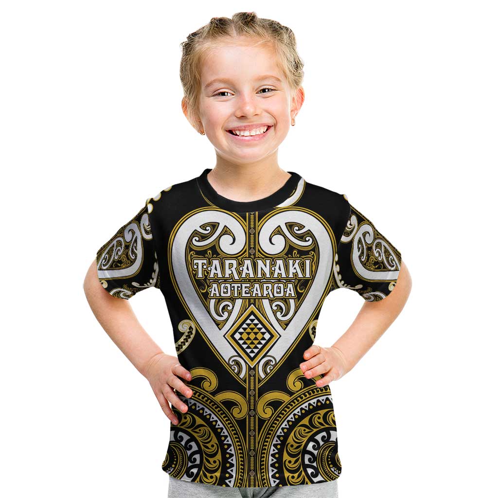 Custom Aotearoa Taranaki Kid T Shirt Maori Tribal Pattern LT05 Yellow - Polynesian Pride