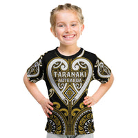 Custom Aotearoa Taranaki Kid T Shirt Maori Tribal Pattern
