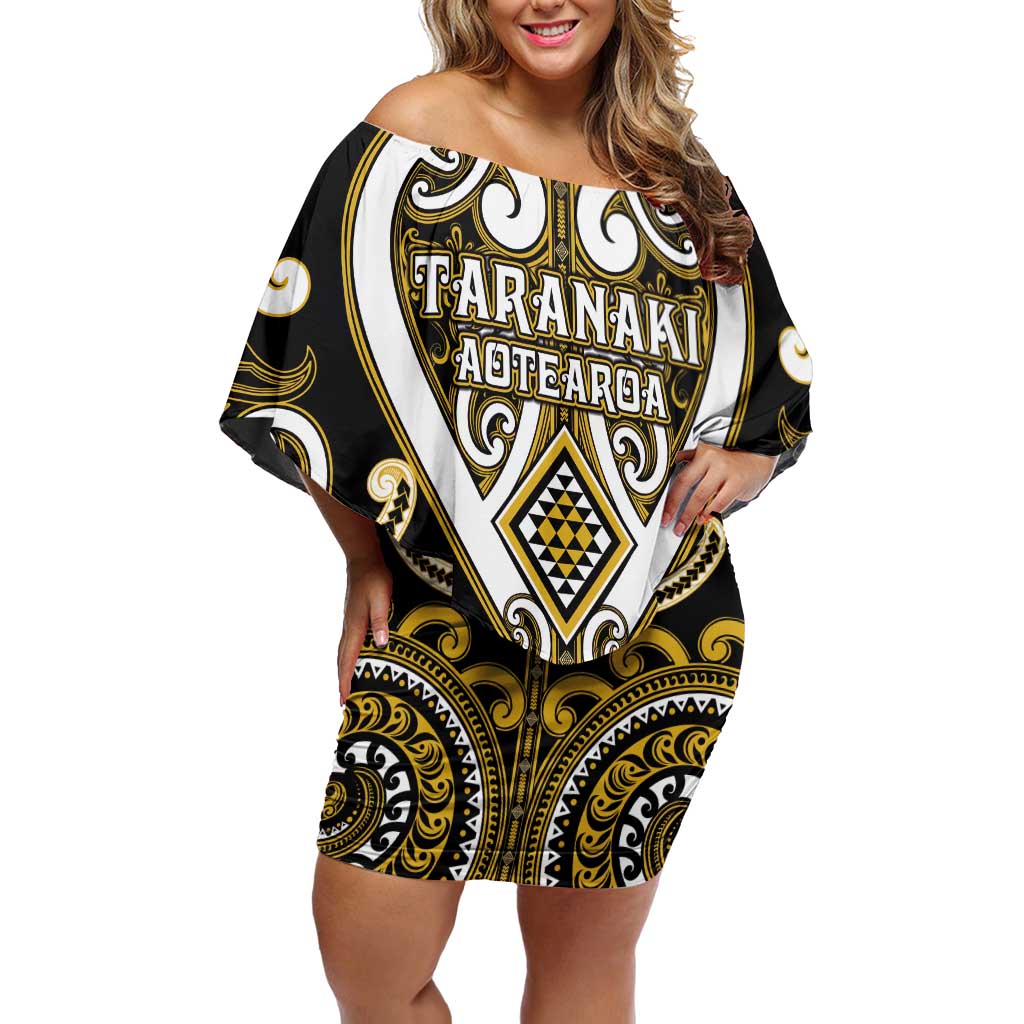 Custom Aotearoa Taranaki Off Shoulder Short Dress Maori Tribal Pattern
