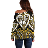 Custom Aotearoa Taranaki Off Shoulder Sweater Maori Tribal Pattern