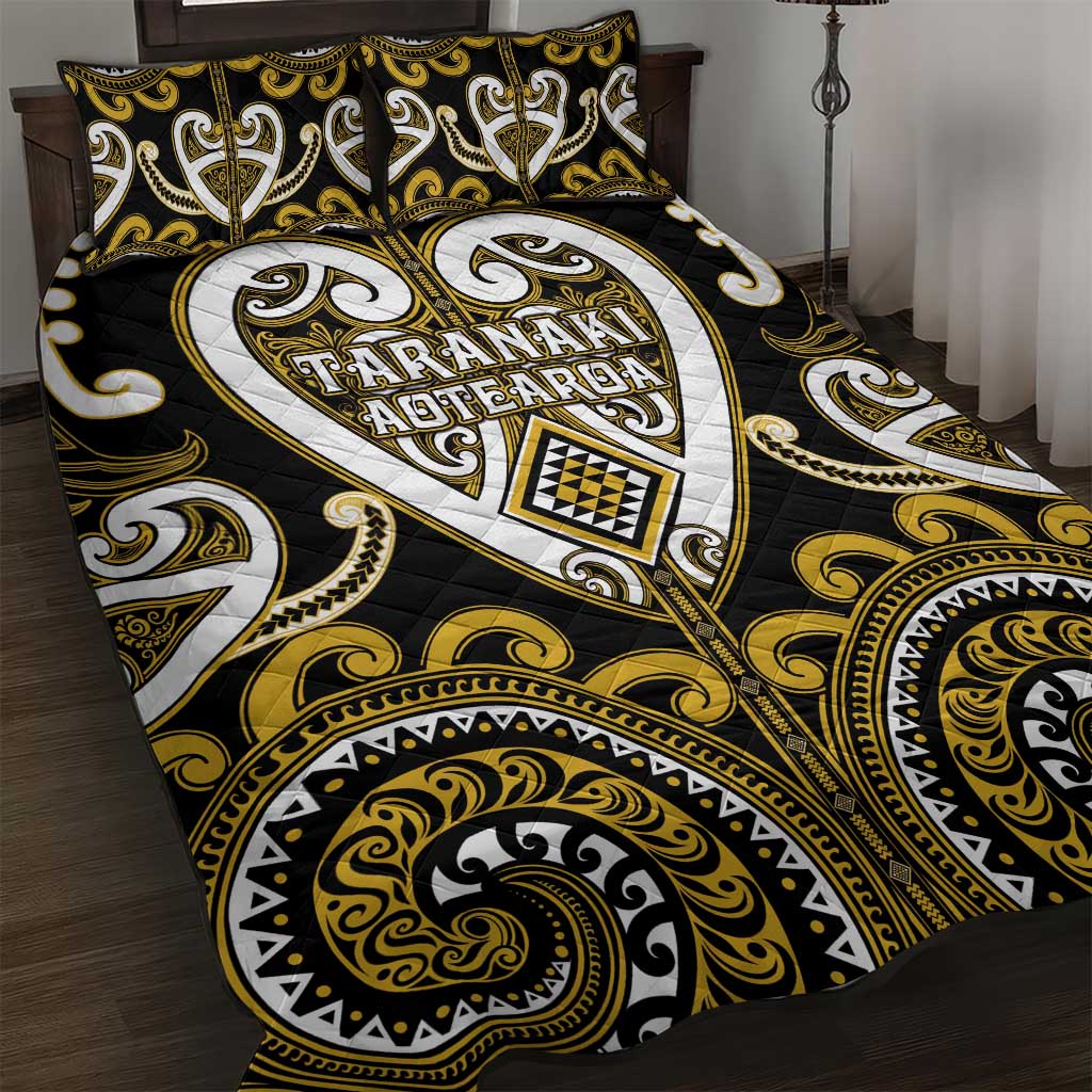 Aotearoa Taranaki Quilt Bed Set Maori Tribal Pattern LT05 Yellow - Polynesian Pride