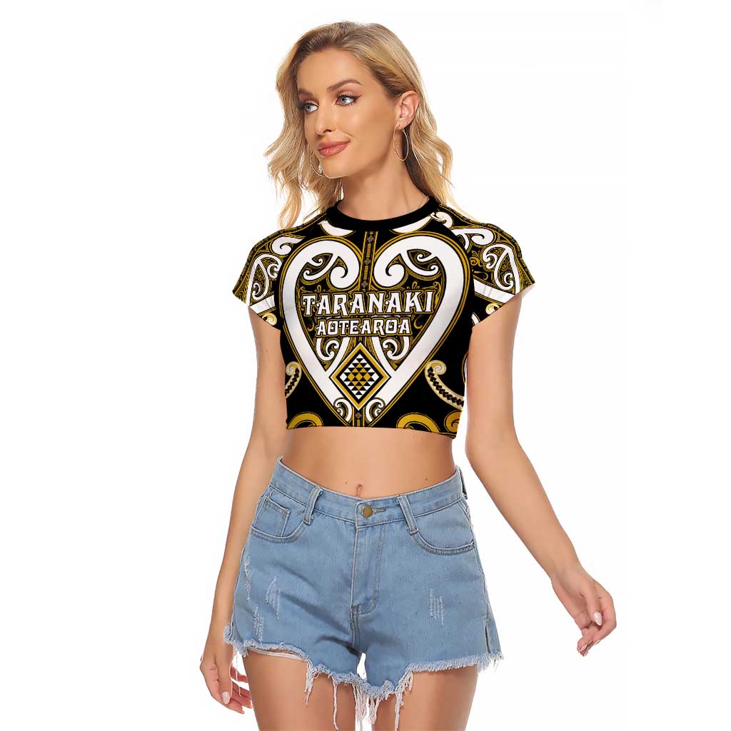 Custom Aotearoa Taranaki Raglan Cropped T Shirt Maori Tribal Pattern