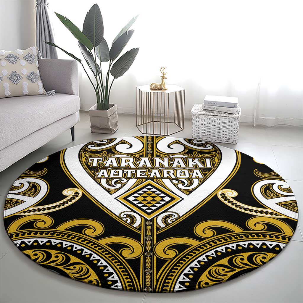 Aotearoa Taranaki Round Carpet Maori Tribal Pattern