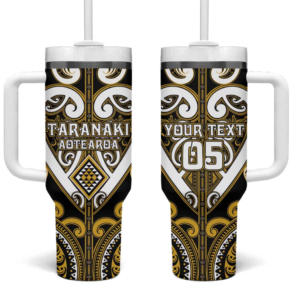Custom Aotearoa Taranaki Tumbler With Handle Maori Tribal Pattern