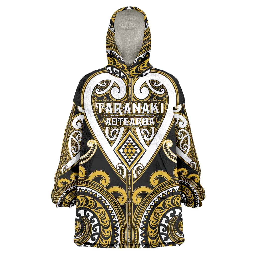 Custom Aotearoa Taranaki Wearable Blanket Hoodie Maori Tribal Pattern LT05 One Size Yellow - Polynesian Pride