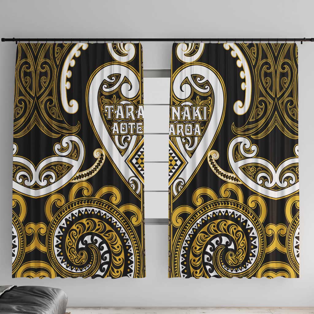 Aotearoa Taranaki Window Curtain Maori Tribal Pattern LT05 With Hooks Yellow - Polynesian Pride