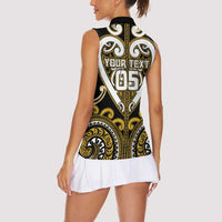 Custom Aotearoa Taranaki Women Sleeveless Polo Shirt Maori Tribal Pattern