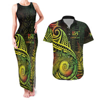 Personalised Fiji Lovoni Day Couples Matching Tank Maxi Dress and Hawaiian Shirt 154th Years