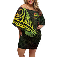 Personalised Fiji Lovoni Day Family Matching Off Shoulder Short Dress and Hawaiian Shirt 154th Years