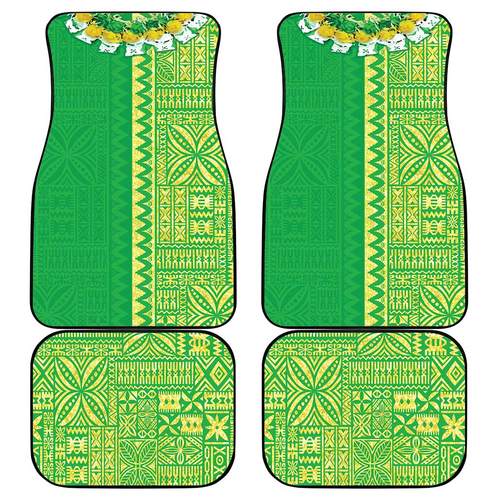 Fiji Lovoni Car Mats Fijian Tapa Salusalu Green Glitter