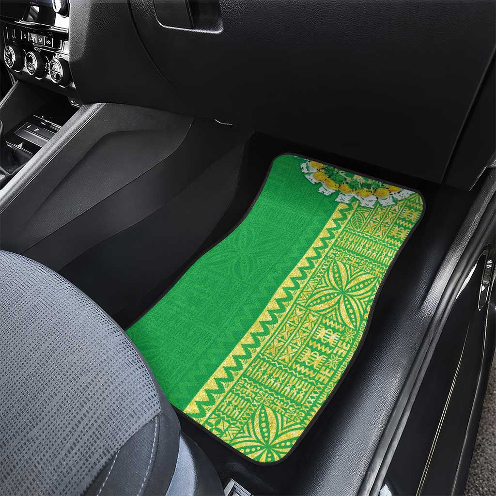 Fiji Lovoni Car Mats Fijian Tapa Salusalu Green Glitter