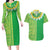 Fiji Lovoni Couples Matching Long Sleeve Bodycon Dress and Hawaiian Shirt Fijian Tapa Salusalu Green Glitter