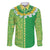 Fiji Lovoni Family Matching Off Shoulder Short Dress and Hawaiian Shirt Fijian Tapa Salusalu Green Glitter