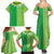 Fiji Lovoni Family Matching Summer Maxi Dress and Hawaiian Shirt Fijian Tapa Salusalu Green Glitter