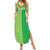 Fiji Lovoni Family Matching Summer Maxi Dress and Hawaiian Shirt Fijian Tapa Salusalu Green Glitter