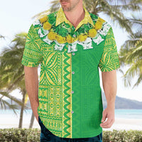 Fiji Lovoni Hawaiian Shirt Fijian Tapa Salusalu Green Glitter