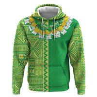 Fiji Lovoni Hoodie Fijian Tapa Salusalu Green Glitter