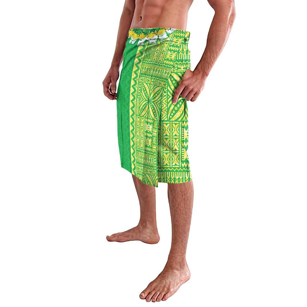 Fiji Lovoni Lavalava Fijian Tapa Salusalu Green Glitter