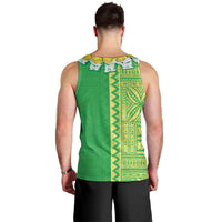 Fiji Lovoni Men Tank Top Fijian Tapa Salusalu Green Glitter