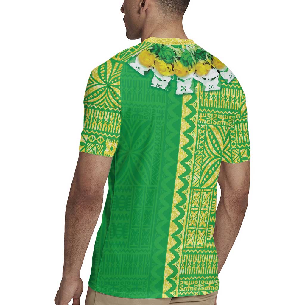 Fiji Lovoni Rugby Jersey Fijian Tapa Salusalu Green Glitter