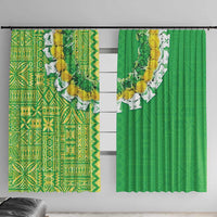 Fiji Lovoni Window Curtain Fijian Tapa Salusalu Green Glitter
